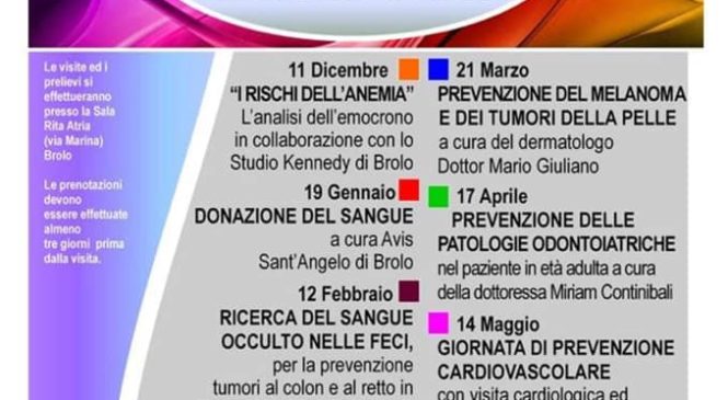 BROLO – PRESENTATO IL PRIMO CALENDARIO DI VISITE DI PREVENZIONE